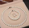 10mm South Sea Natural Shell Beads Pearl Necklace Bracelet Ear Studs Three-piece Suit