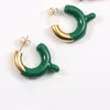 Hoop & Huggie Colored Enamel Earrings For Women Stainless Steel Small C Pink Blue Green Black Cute Jewelry Y2k Unique Cool