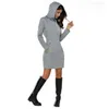Moda Jesienne Dresses Kobiety Hoodie DPocket Z Długim Rękawem Mini Drcasaual DRWOMEN Odzież x0529