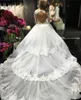 2021 Abiti da sposa a maniche lunghe Applique in pizzo Gonna a strati con perline Tulle Sweep Train Scollo a V Abiti da sposa su misura con abito da ballo vestido