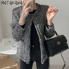 MATAKAWA femmes tempérament coréen petit parfum manteau rétro mince décontracté court Invierno Mujer Chaqueta 211014