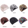 Glitter Donut Turban Czapki dla kobiet Stretch Hidżab Czapka Muzułmańska Headscarf Bonnet Hat Panie Pałąki Turbans Headwraps '