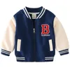 Jackets Cotton Blend Active Boys Baseball Jacket Fashion Kids Outwear Fall Winter Plus Velet Boy Coat Children's Clothing 2-8Years