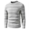 2021 Spring New Men 100% Bomull Casual Striped Warm Fleece Sweater Pullovers Coat Men Vinter Klassisk O-Neck Sweater Jumpers Men Y0907