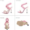 Ladies high heels pointed toe stiletto pure color chain ladies sandals new summer fashion casual women's shoes heel height 11cm H1126