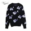 Herbst Winter Cartoon Gestrickte Frauen Pullover Pullover Langarm Pullover Slim Pull Femme Jumper Sueter Mujer C-244 210922