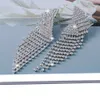 2021 Moda Longa Borla Completa Rhinestone Dangle Brincos Para As Mulheres Bijoux Shiny Gota de Água Cristal Pingente Brincos Jóias Presentes