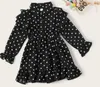 Blotona Noël Enfant Enfant Bébé Fille Vêtements À Volants Swing Robe À Pois Robes De Fête 1-7Y Q0716