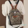 Kvinnor Ryggsäck Skulder Tygkassar Handväskor Stor Capcity Högkvalitativ Oxford Leopard Fashion Luxury Desigers Purse Girl Shopping