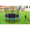 12FT Trampoline for Kids with Safety Enclosure Net, Basketball Hoop and Ladder, Easy Assembly Round Outdoor Recreational Trampolinesa50