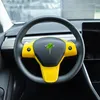 For Tesla Model 3 model y Car Steering Wheel Cover Trim Decorative Patch Carbon Fiber ABS Decorative Accessories233P