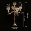 Home Dinner Table Decoration 5 Arms Crystal Candle Holder Wedding Candelabra Centerpiece Candlestick Lantern stand Birthday Party Decor Silver Gold color