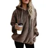 Winter Women Sherpa Bluza Zgadniający Fleece Pullover Luźny Puszysty Płaszcz Ciepłe Streetwear Bluzy 210816