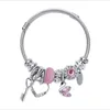 2021 Moda Mulheres Charme Pulseira Luxo Design Braceletes Pingente de Cisne Aço Inoxidável Aço Inoxidável Jóias Eletralhadoras Contas de Cobre Bangles Prata Bangle Presente