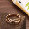 Luxury 18k Rose Gold Natural Black Diamond Ring Geometric Line Cross Wedding Diamond Rings for Women Vintage Fashion Jewelry 220202996739