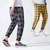 Byxor män 2021 elegant svart gul plaid streetwear joggare raka harem byxor män koreanska mode hip hop casual byxor 5xl y0811