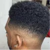 Perucas afro-americanas Base de pele de pele humana homens homens homens de cabelo 120% média densidade afro apertado toupee cacheado # 1 jato preto durável off blacks # 1b prótese unit
