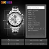 Skmei Luxury Business Watch Mężczyźni Moda 30m Wodoodporna Stopwatch Zegarki Kwarcowe Dual Displacches Relogio Masculino 1302 Q0524