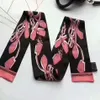 Wholesale double layer 100% silk small streamer women scarves 100x8cm geometry silk small headband small scarf no box