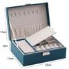Caixa de jóias veludo estilo europeu camada dupla grande capacidade elegante flanela jóias caixa com líder de moda líder 210315