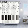 Saimoe Piano Keys Duschgardiner Vattentäta musikälskare Badgardin Musiknotering Gardiner för badrumsheminredning med krokar3978505