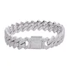 14mm Square Tjock Kubansk Länk Armband Guldfärg Cubic Zirconia Hip Hop Iced Out Style Mäns Rock Smycken