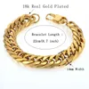 Cuban Link Bracelet用男性ジュエリーパンクゴールドカラー重ビッグチェーンステンレススチールパルス211124