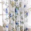 Topfinel Lin Lin Floral Fenêtre Rideaux Tulle Luxe Sheer Rideaux pour Salon Chambre Fil Rideaux Bleu Vert Fleurs Y200421