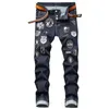 Unique Mens Badge Black Slim Fit Jeans Fashion Designer Skinny Washed Motocycle Denim Pants Panelled Hip Hop Biker Trousers 1062