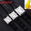 Rectangle Dail Designer Femmes Hommes Montres De Luxe En Cuir Véritable Boîtier En Acier montre à quartz analogique Élégant Diamants Classique Couples Montres-bracelets montre de luxe