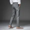 Brand Fashion High Quality Men Pants Straight Long Classic Business Summer Thin England Stripe Plaid Casual Full Trousers Male 211013