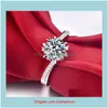 Jewelrywholesale Solid 14K White Gold Ring 1Ct Round Cut Moissanite Diamond Carbon Positive Engagement For Women Brand Cluster Rings Drop De