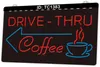 TC1383 DRIVE THRU CAFÉ BAR DE CAFÉ PUB sinal de luz dupla cor 3D gravura