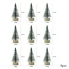 Kerstdecoraties 9 stks Mini Tree Sisal Silk Cedar DIY Goud Rood Groen Voor Home Navidad Xmas Ornamenten 2022 Jaar Decor