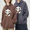 Nette Cartoon Panda Wasser Trinken Druck Mann Sweatshirt Fleece Tasche Lose Mit Kapuze Streetwear Frau Bequeme Hoody Anime Hoodie H1227