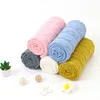 Newborn Baby Blanket Infant Cotton Knitted Crochet Blankets Swaddle Wrap Soft Stretch Crib Sleeping Bedding for Boys Girls Kids 210309