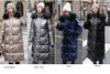 Women Down Jackets Fashion Trend Winter Outerwear Glossy Coats Large Size Fat Girl Thicken X-Long Pearl Shiny Parkas Hooded Detachable Big Fur Collar Cotton Padded