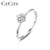CZCity صغير بسيط 0.5ct -diamond الدائري للنساء هدايا عيد الميلاد 925 الفضة الاسترليني غرامة المجوهرات MSR-016 211217