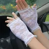 Thin Gloves Female Elastic Fingerless Lace Mesh Breathable Sexy Driving Scar Cover Short Glove