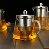 350/550/750/950ML Borosilicate Glass Teapot Heat Resistant Square Glass Teapot Tea Infuser Filter Milk Oolong Flower Tea Pot Steel Tea