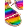 Hausschuhe Frauen Regenbogen Kristall Niet Hausschuhe Damen Schlangenleder Transparent Wohnungen Weibliche Casual Mischfarbe Strand Schuhe Große Größe 220307