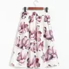 Neophil Retro Fashion Women Black White Pleated Flower Floral Print High Waist Midi Ball Gown Flare Short Skirts Saia S1225 210311