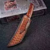 Specialerbjudanden high end överlevnad rak kniv m390 tanto punkt satin blad full tang öken ironwood   kolfiberhandtag med läder hon