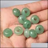 Charms Jewelry Findings & Components 8X14Mm 5Mm Big Hole Natural Round Jade Stone Crystal Spacer Beads Charm Pendant For Making Aessories Dr