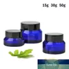 5 STKS 15G / 30G / 50G Blauw Glas Amber Cosmetische Gezichtscrème Flessen Lippenbalsem Sample Container Jar Store Fials Reizen Make Potten
