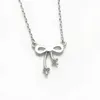 Cute Bowknot Necklace Settings for Pearls 925 Sterling Silver Chain Base with 2 Blanks 5 Pieces