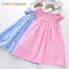 Amor DDMM meninas vestidos verão doce crianças festa de casamento borboleta doce bordado pague vestido para menina 3-7 anos 210715