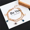 Luxury Eye Charm Bracelet Jewelry Rose Gold Crystal Blue CZ Evil Boho Turkish Handmade Women Lucky Fashion Jewellery Gifts