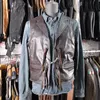 Herrenwesten Echte echte Lederweste Männer Motorrad Biker Rindsleder Weste Anzug Kragen ärmellose Jacke Metallkette Punk C208l