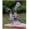 Narguilés rose Verre Eau Bongs Bécher Dab Rigs Fumée Verre Tuyau Recycleur Rig Huile Bong Avec 14mm Banger